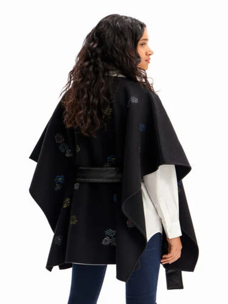 Desigual Černé dámské vzorované pončo Desigual  Threadflor Milan