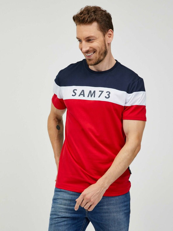 Sam 73 Modro-červené pánské tričko SAM 73 Kavix