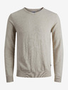 Jack & Jones Béžový pánský žíhaný basic svetr Jack & Jones Emil