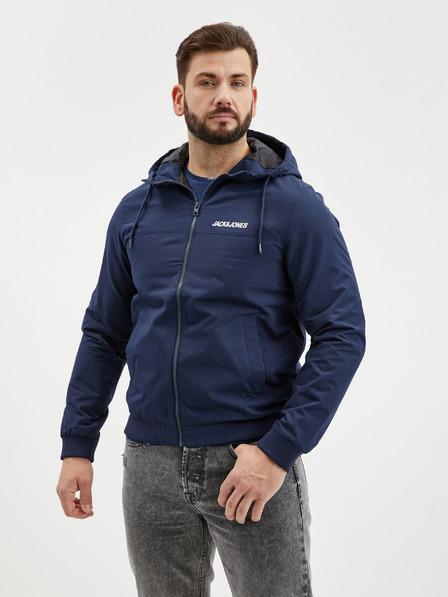 Jack & Jones Tmavě modrá pánská lehká bunda s kapucí Jack & Jones Rush