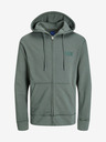 Jack & Jones Zelená pánská mikina na zip s kapucí Jack & Jones Faded