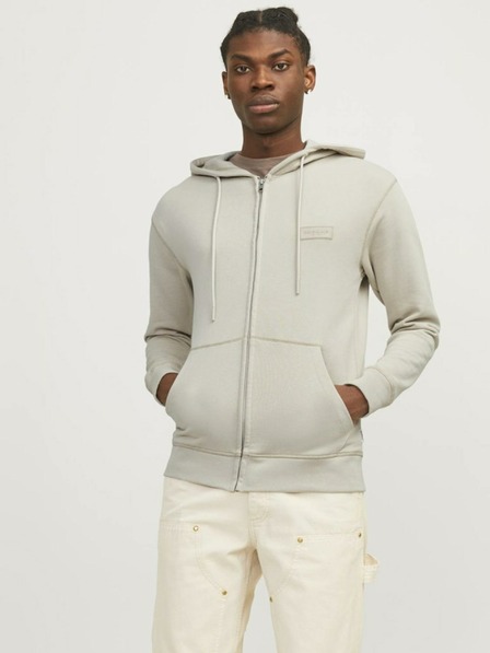 Jack & Jones Béžová pánská mikina na zip s kapucí Jack & Jones Faded