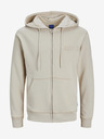 Jack & Jones Béžová pánská mikina na zip s kapucí Jack & Jones Faded