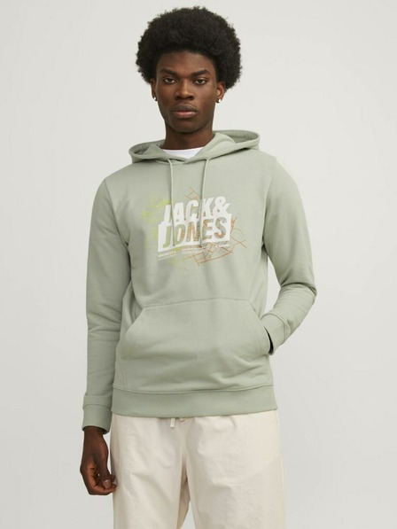 Jack & Jones Světle zelená pánská mikina s kapucí Jack & Jones Map