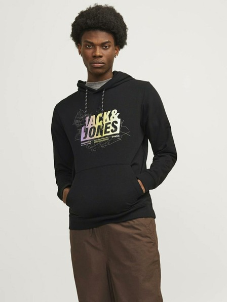 Jack & Jones Černá pánská mikina s kapucí Jack & Jones Map