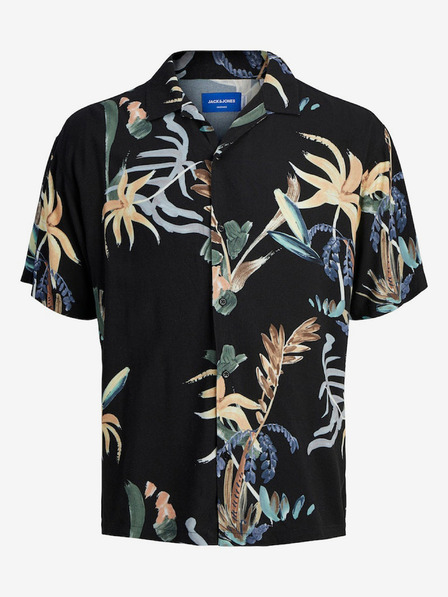 Jack & Jones Černá pánská vzorovaná košile s krátkým rukávem Jack & Jones Luke