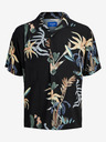 Jack & Jones Černá pánská vzorovaná košile s krátkým rukávem Jack & Jones Luke