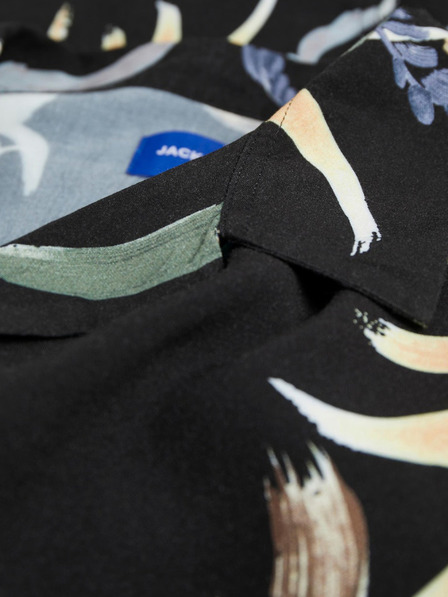 Jack & Jones Černá pánská vzorovaná košile s krátkým rukávem Jack & Jones Luke