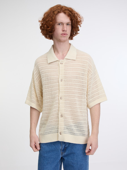 Jack & Jones Béžová pánská úpletová košile Jack & Jones Club