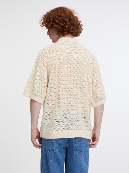 Jack & Jones Béžová pánská úpletová košile Jack & Jones Club