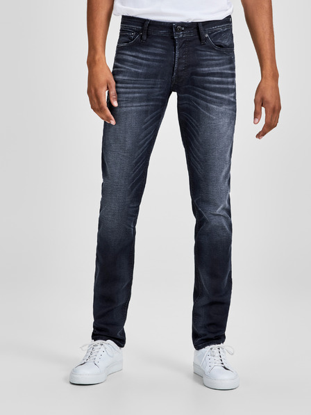 Jack & Jones Tmavě modré slim fit džíny s vyšisovaným efektem Jack & Jones Glenn