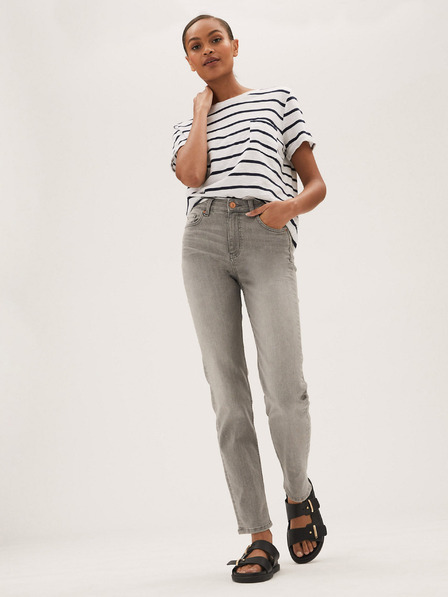 Marks & Spencer Šedé dámské straight fit džíny Marks & Spencer