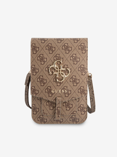 Guess Guess PU 4G Metal Logo Taška na Telefon Brown