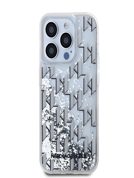 Karl Lagerfeld Liquid Glitter Monogram Gradient Zadní Kryt pro iPhone 15 Pro Max White Karl Lagerfeld