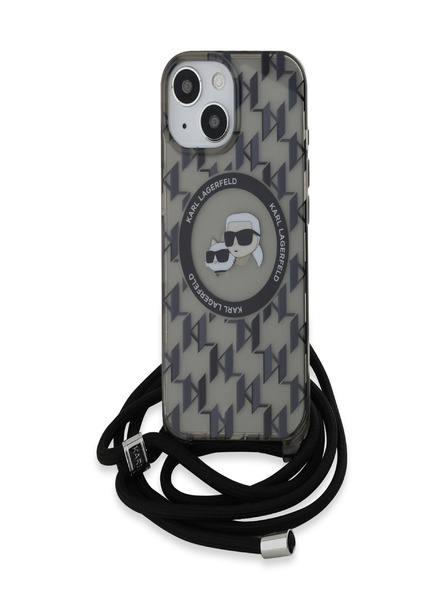 Karl Lagerfeld Karl Lagerfeld IML Monogram Crossbody K&CH Heads MagSafe Zadní Kryt pro iPhone 15 Black