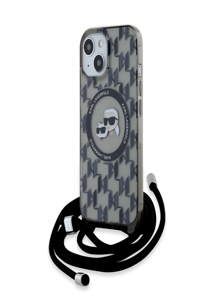 Karl Lagerfeld Karl Lagerfeld IML Monogram Crossbody K&CH Heads MagSafe Zadní Kryt pro iPhone 15 Black