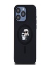Karl Lagerfeld Liquid Silicone Karl and Choupette Magsafe Zadní Kryt pro iPhone 15 Pro Max Black Karl Lagerfeld