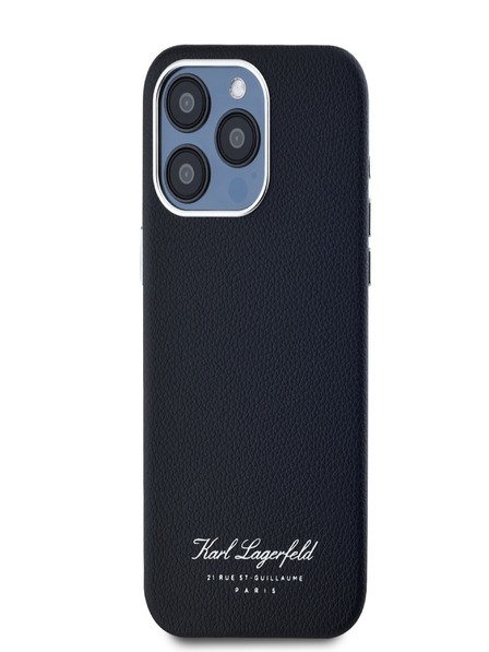 Karl Lagerfeld Grained PU Hotel RSG Zadní Kryt pro iPhone 15 Pro Max Black Karl Lagerfeld