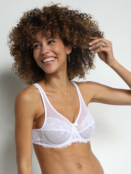 DIM Bílá dámská krajková podprsenka Dim GENEROUS ESSENTIEL UNDERWIRE BRA