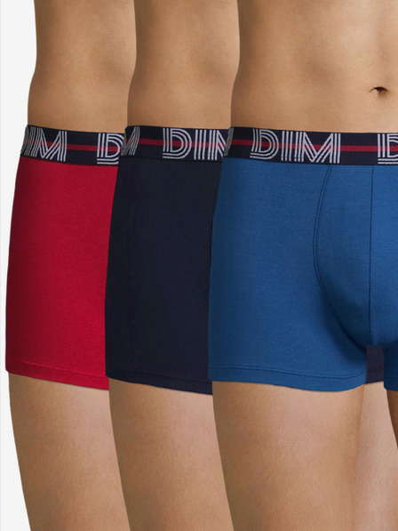 DIM Sada tří pánských boxerek v červené a modré barvě Dim POWERFUL BOXERS