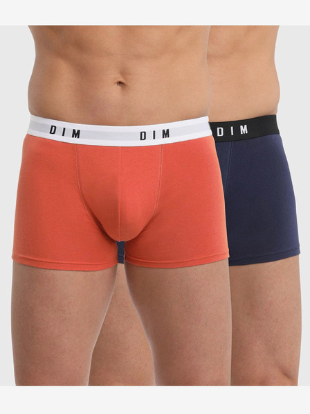 DIM Sada dvou pánských boxerek v oranžové a tmavě modré barvě Dim BOXER ORIGINAL 2x