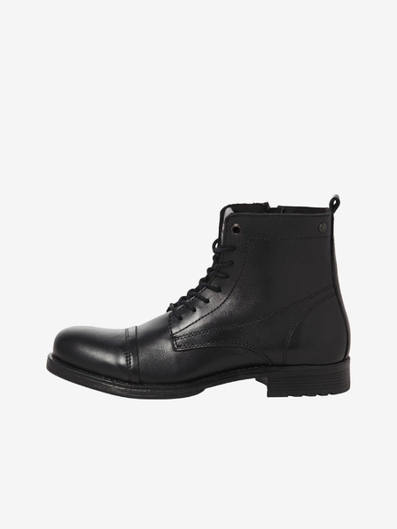 Jack & Jones Černé pánské kožené zimní kotníkové boty Jack & Jones Shaun
