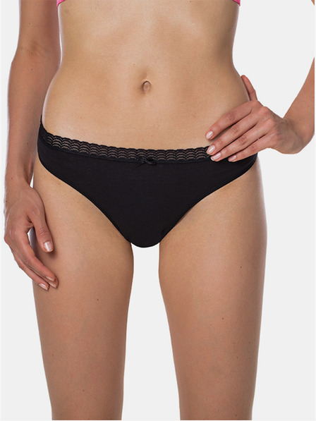 Bellinda Černé dámské kalhotky s krajkovým detailem Bellinda FANCY COTTON MINISLIP
