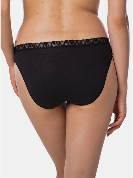 Bellinda Černé dámské kalhotky s krajkovým detailem Bellinda FANCY COTTON MINISLIP