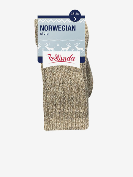 Bellinda Béžové unisex zimní ponožky Bellinda NORWEGIAN STYLE SOCKS