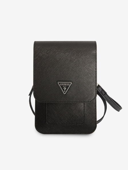 Guess Guess PU Saffiano Triangle Logo Taška na Telefon Black