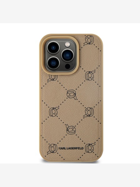 Karl Lagerfeld PU Karl Heads Pattern Magsafe Zadní Kryt pro iPhone 15 Pro Beige Karl Lagerfeld