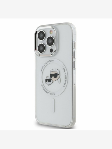 Karl Lagerfeld Karl Lagerfeld IML K&CH Heads Metal Frame MagSafe Zadní Kryt pro iPhone 15 Pro Max Transparent