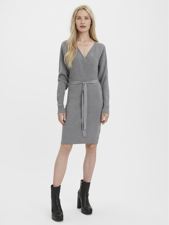 Vero Moda Šedé dámské svetrové šaty Vero Moda Hollyrem