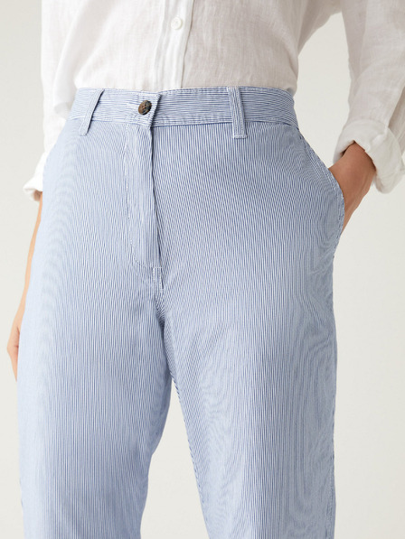 Marks & Spencer Světle modré dámské pruhované chino kalhoty Marks & Spencer